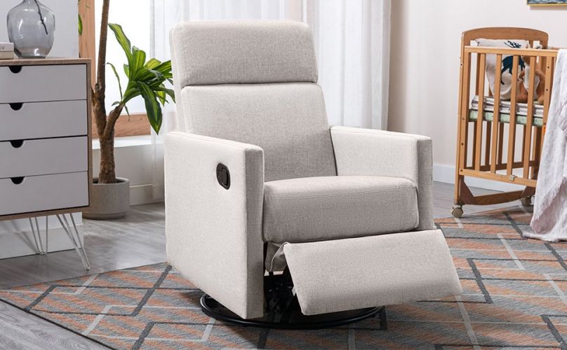 Modern Upholstered Rocker Nursery Chair Plush Seating Glider Swivel Recliner Chair, Tan Modern Upholstered Rocker Nursery Chair Plush Seating Glider Swivel Recliner Chair, Tan